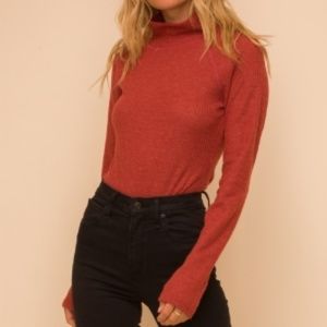 Rust Waffle Turtleneck Bodysuit